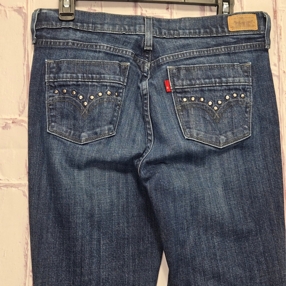 Levi's 515 Bootcut Jeans Dark Wash Studded Pocket Western Blue Denim Womens 8